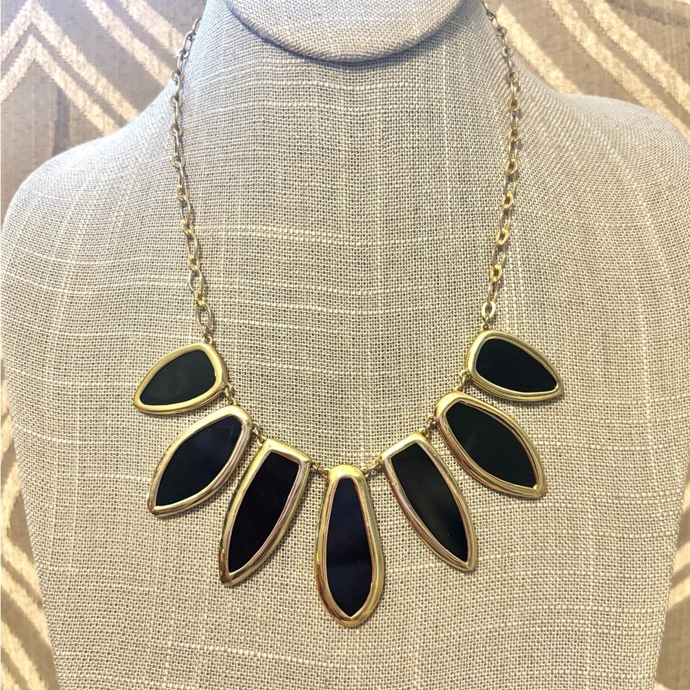 Stella & Dot Black and Gold Petal Necklace - Picture 3 of 5